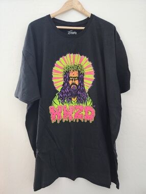 New Rob Zombie WWZD Black Graphic Tee with Neon Artwork, 4XL